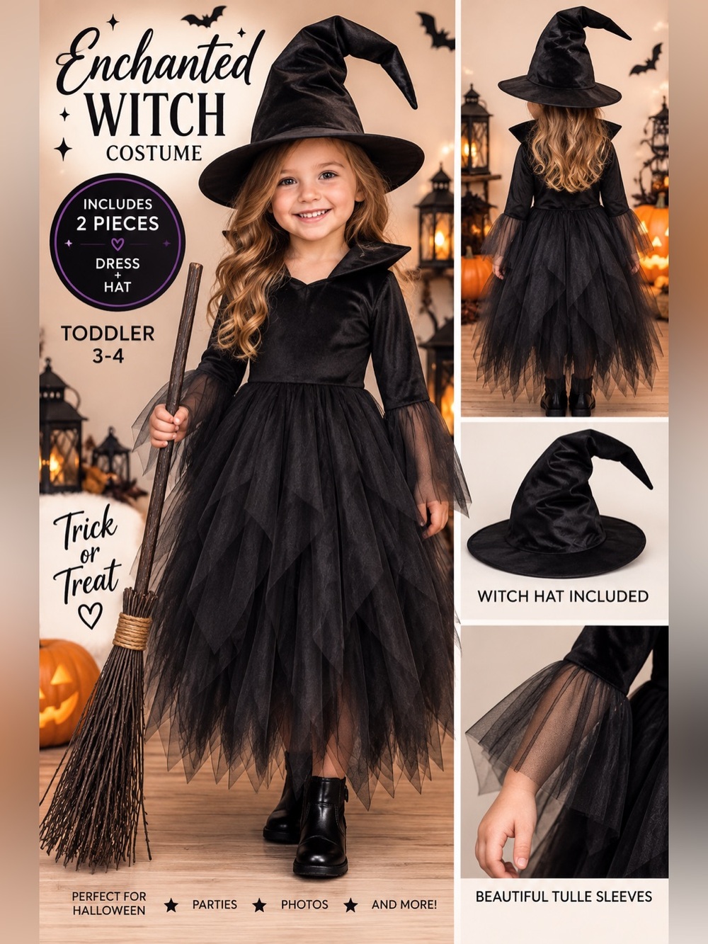 NWT Enchanted Witch Costume 🧙‍♀️🎃 | Toddler 3–4 | 2-Piece Set
